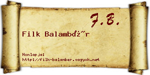 Filk Balambér névjegykártya
